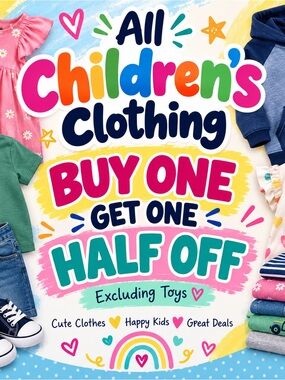 All Children's Clothing - Buy One Get One Half Off (Multicolor)